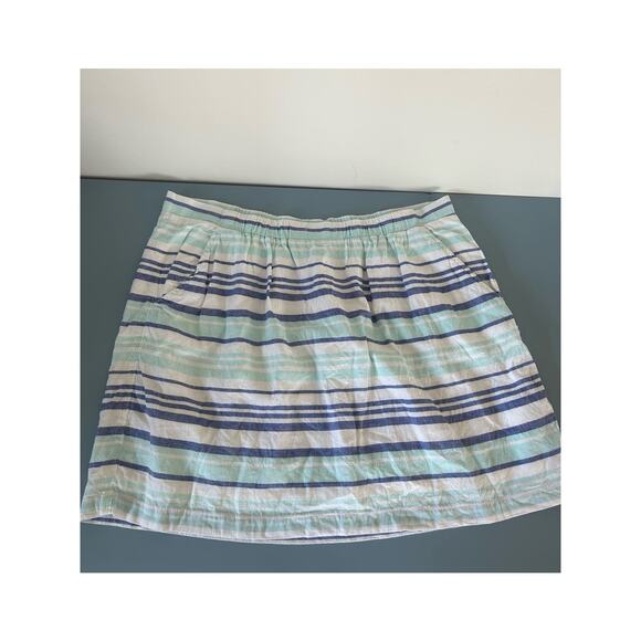Gap womens striped mini skirt size XL linen blend lined pockets pull on - Picture 1 of 9